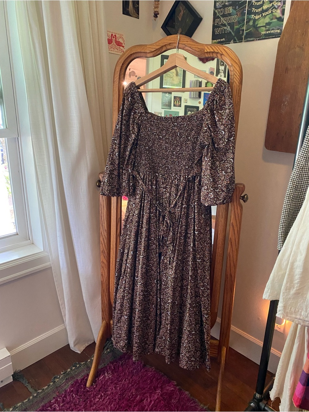 In Loom Floral Paisley Dress in in Brown Sz L - Picture 5 of 8